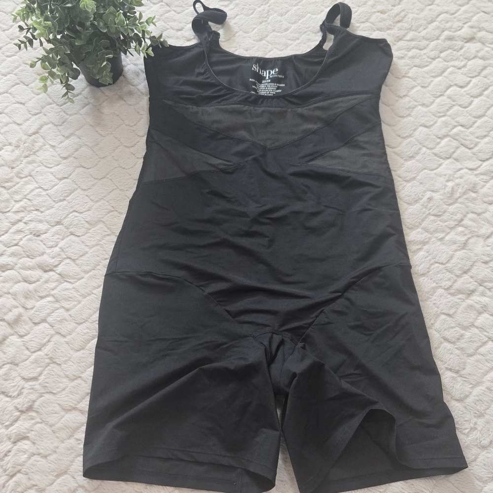 Shape by Cacique Black Open Bust Thigh Shaper Bodysuit, Size 22/24